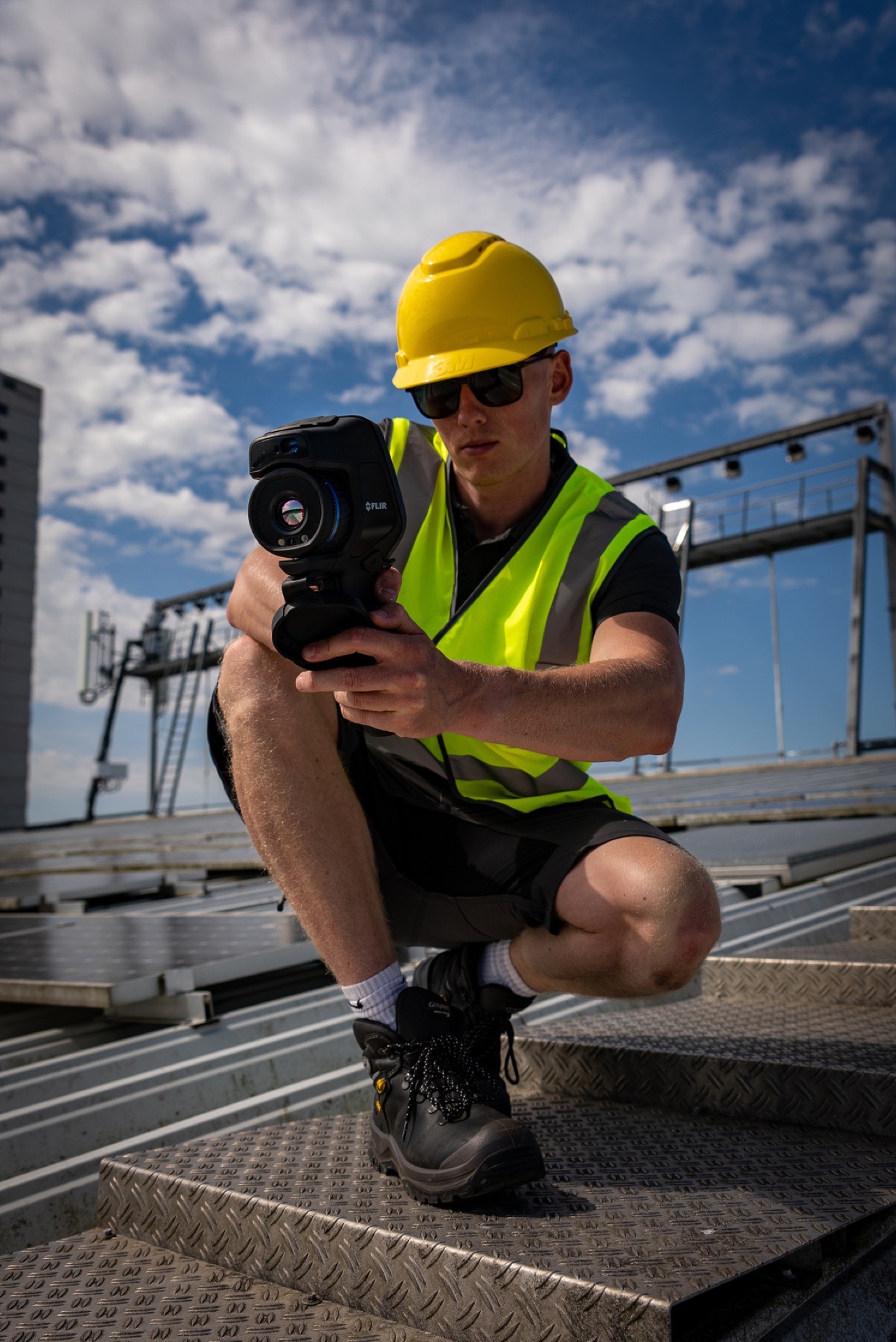 Technician inspecting components during preventive maintenance
