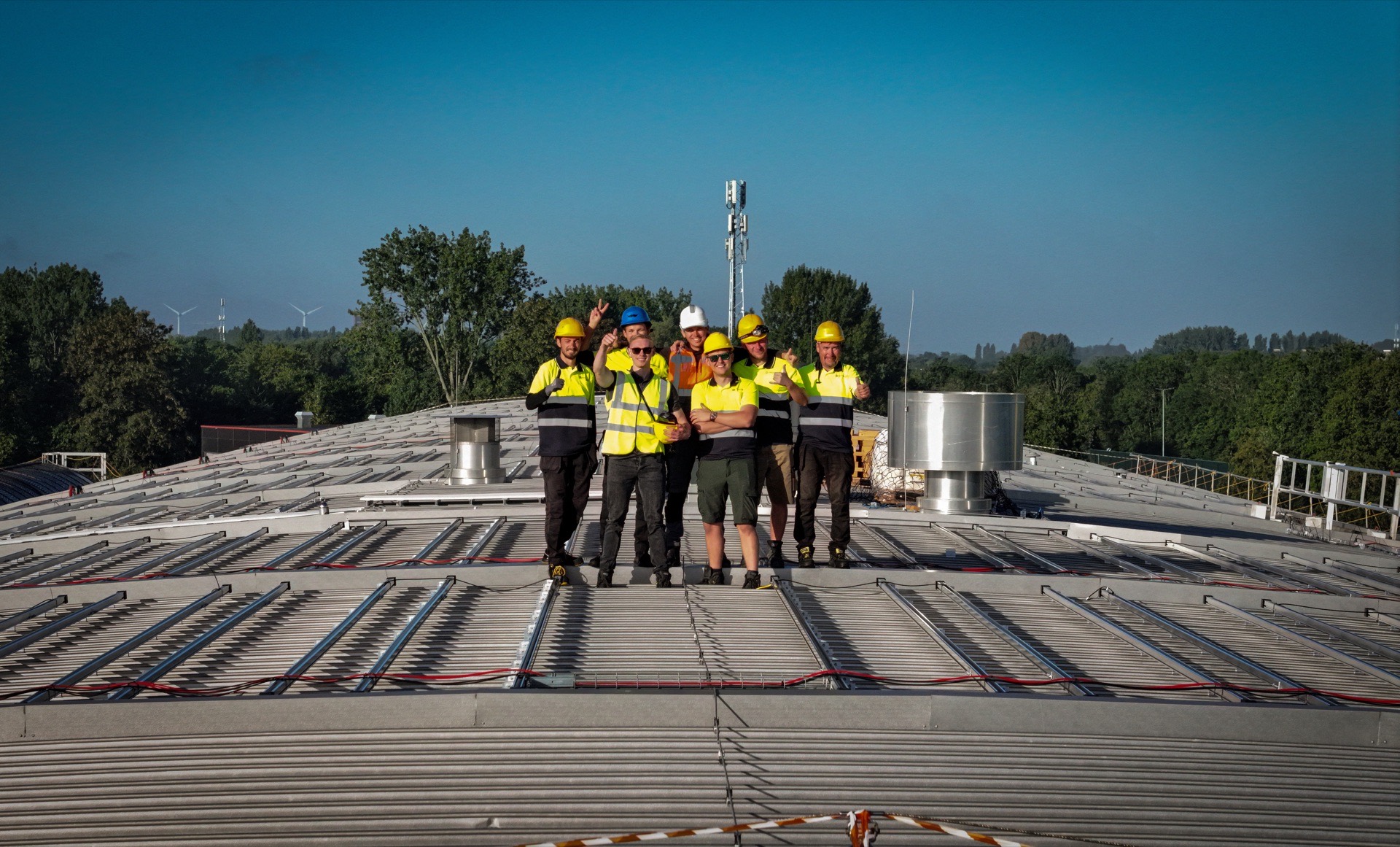 Green Teams Europe project managers coordinating a solar build